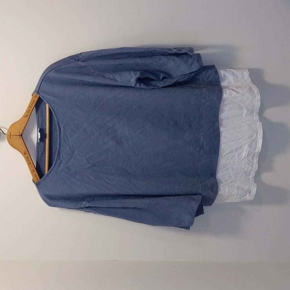 Pure Jill Women's Size L Petite Cotton Linen Blend Lagen Layered Look Top - Picture 1 of 10